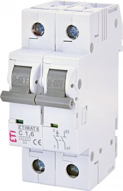 Автоматический выключатель ETIMAT 6 1p+N C 1,6А (6 kA) 2142507 ETI