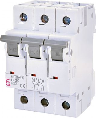 Автоматичний вимикач ETIMAT 6 3p D 20A (6kA) 2164517 ETI