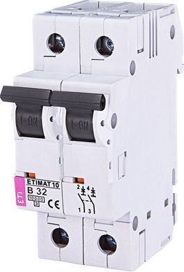 Автоматичний вимикач ETIMAT 10 2p B 32А (10 kA) 2123719 ETI