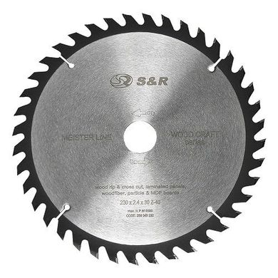 The saw blade S & R Meister Wood Craft 230x30x2,4 tooth 40 mm 238 040 230 238 040 230 S & R S & R
