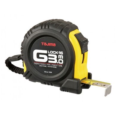 Рулетка строительная ударопрочная G-LOCK, 3м×16мм G6P30MY Tajima