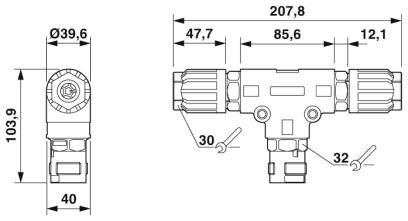 Cable splitter T-shaped - QPD T 4PE6.0 2X12-20 BK - 1411417 Phoenix Contact