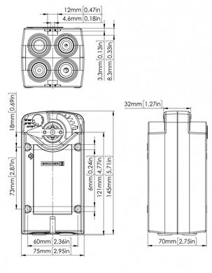 Привід клапана димовидалення та протипожежні клапана, 230В АC 340TA-230D-03-S2 / 8F12 Gruner