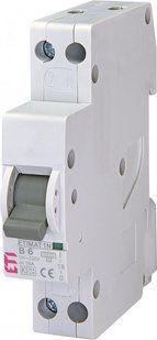 Circuit breaker ETIMAT 6 1p + N (1mod.) B 6 A (6 kA) 2191101 ETI