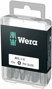 Набір хрестових біт Phillips PH3 x 25 10шт 05072402001 Wera