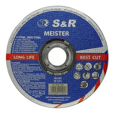 Круг абразивный отрезной по металлу и нержавеющей стали Meister A 46 S BF 115x1,2x22,2 131012115 S&R