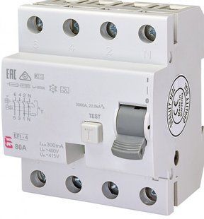 Differential relay (RCD) EFI-4 80 / 0.3 type A (10kA) 2064545ETI 2,064,545 ETI