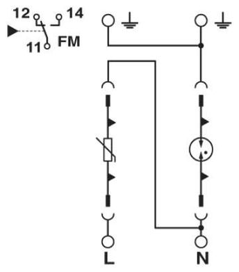 Молниеотвод / разрядник для защиты от импульсных перенапряжений типа 1/2 VAL-MS-T1/T2 335/12.5/1+1-FM 2800186