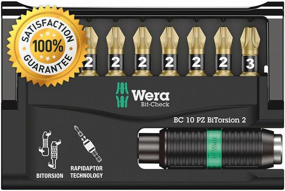 PZ bit set with holder with quick-release chuck 1 / 4-75 05347153001 Wera