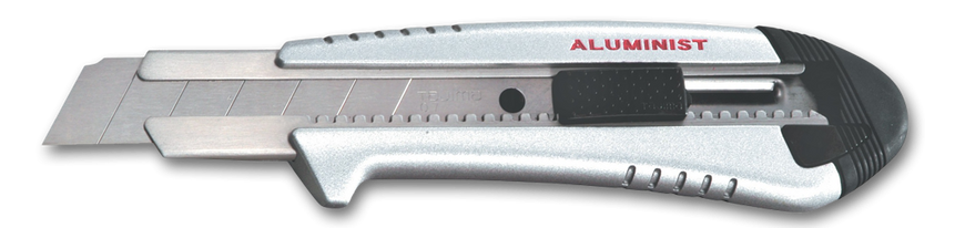 Knife segment Aluminist, 25mm, aluminum, auto lock, pencil case for spare blades, two blades in the cage AC700SB Tajima