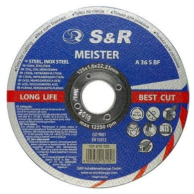 Circle abrasive cutting metal and stainless steel Meister A 36 S BF 125x1,6x22,2 131016125 S & R