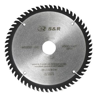 The saw blade S & R Meister Wood Craft 190x30x2,4 mm, 60 teeth. 238060190 238060190 S & R S & R