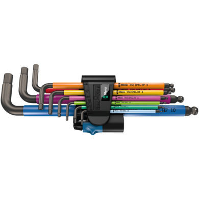 Набор Г-образных ключей 950/9 Hex-Plus Multicolour HF 1 метрических BlackLaser с фиксирующей функцией 05022210001 Wera