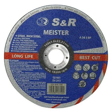 Коло абразивний відрізний по металу і нержавіючої сталі Meister A 36 S BF 150x1,6x22,2 131016150 S & R