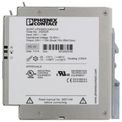 Uninterruptible Power Supply QUINT-UPS / 24DC / 24DC / 10 2320225 Phoenix Contact