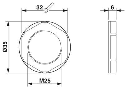 Nut A-INL-M25-P-GY 1411208 Phoenix Contact