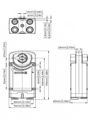Привод клапана дымоудаления и огнезадерживающего клапана,24В АС/DC 360TA-024-12-S2/8F12 Gruner