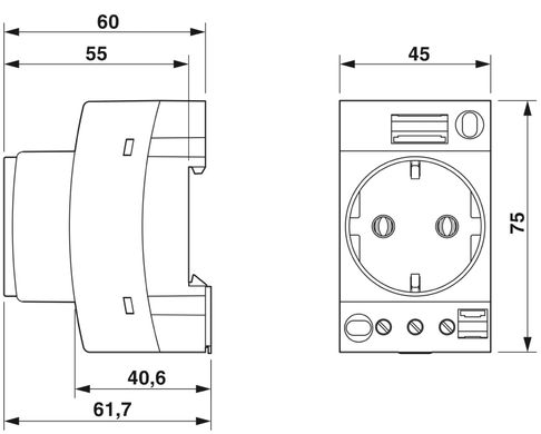 Розетка на DIN-рейку EO-CF / UT 0804024 Phoenix Contact