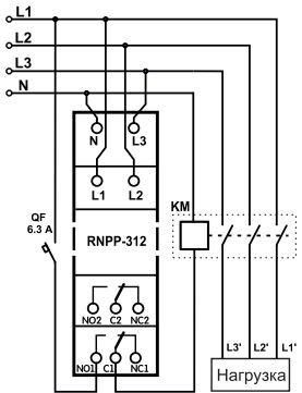Реле напряжения, перекоса и последовательности фаз РНПП-312 NTRNP3120 Новатек-Электро, 3 ф.