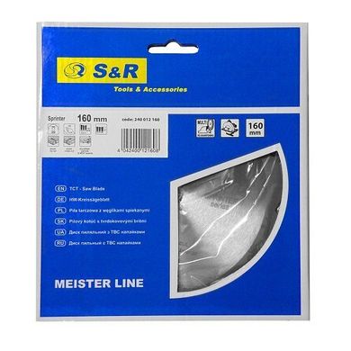 Пильний диск S & R Meister Sprinter 160x20x2,4 мм 240 012 160 S & R 240012160 S & R