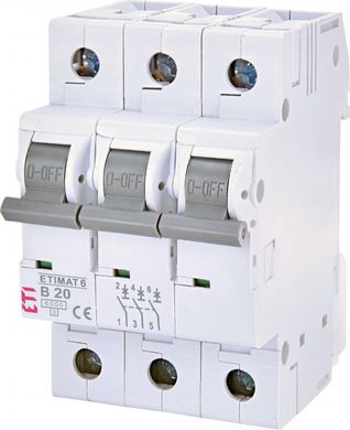 Автоматичний вимикач ETIMAT 6 3p B 20А (6 kA) 2115517 ETI