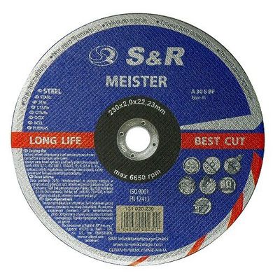 Circle abrasive cutting metal Meister A 30 S BF 230x2,0x22,2 131020230 S & R