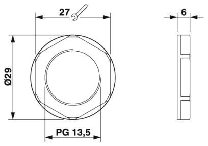 Nut A-INL-PG13,5-P-GY 1411224 Phoenix Contact