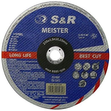 Круг абразивный отрезной по металлу Meister A 30 R BF 230x2,5x22,2 131025230 S&R