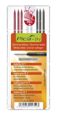 Сменные грифеля для PICA Dry, "Summer Heat" три цвета, 8шт 4070 Pica, ассорти, Карандаш, 2,8, дерево, камень, кирпич, металл, пластик, ассорти