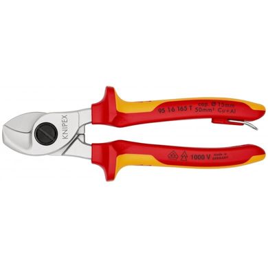 Dielectric cable cutter with attachment for belay 165mm, 95 16 165 T Knipex, 15, 50