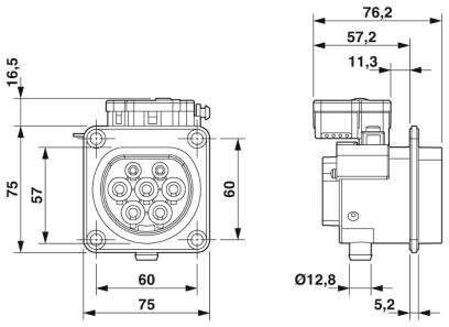 Socket for the charging station EV-T2M3SE24-3AC32A-0,7M6,0E14 1627987 Phoenix Contact
