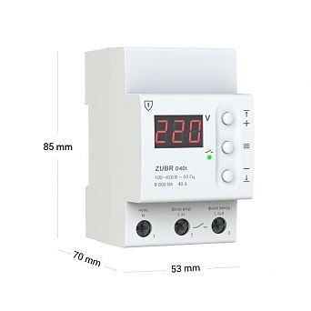 Voltage relay for a house or apartment, Zubr D40t, 40A thermal protection Zubr, 40, 1 ф.