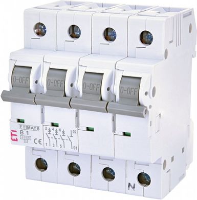 Автоматический выключатель ETIMAT 6 3p+N B 1А (6 kA) 2116509 ETI