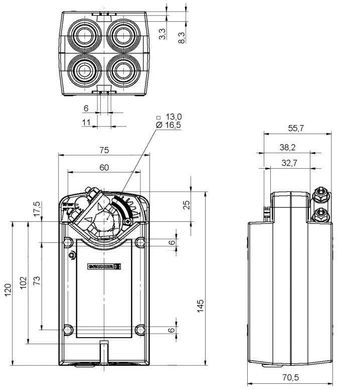 Привод воздушной заслонки и клапана,230В AC 341-230D-03 Gruner