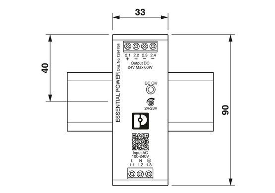 Блок живлення 24В 2,5А Essential PS-EE-2G/1AC/24DC/60W/SC 1394764 Phoenix Contact