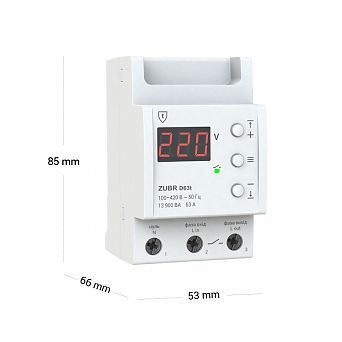 Voltage relay for a house or apartment, Zubr D63t, 63A thermal protection Zubr, 63, 1 ф.