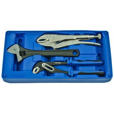 Set of manual vices, adjustable pincers, adjustable spanner, in the ACK-B3012 Licota tool case