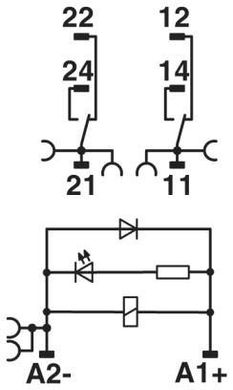 Модуль реле RIF-1-RPT-LDP-24DC/2X21, Push-in 2903334 Phoenix Contact