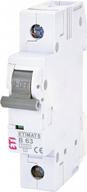 Автоматический выключатель ETIMAT 6 1p B 63А (6 kA) 2111522 ETI
