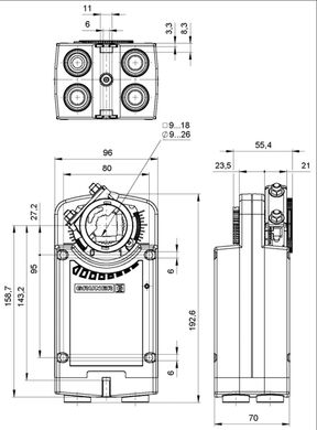 The drive and the choke valve, 24V AC / DC 361-024-10 Gruner
