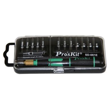 Precision Screwdriver 12 nozzles of different types and bit holder SD-081E Proskit