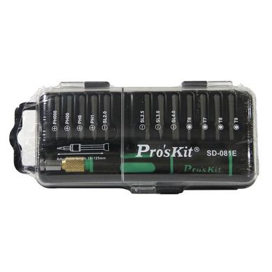 Precision Screwdriver 12 nozzles of different types and bit holder SD-081E Proskit