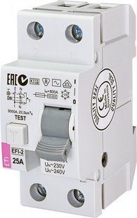 Реле диференціальне (УЗО) EFI-2 25 / 0,03 тип AC (10kA) 2062122ETI 2062122 ETI