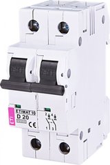 Автоматичний вимикач ETIMAT 10 2p D 20А (10 kA) 2153717 ETI