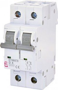 Автоматический выключатель ETIMAT 6 2p D 4A (6kA) 2163510 ETI