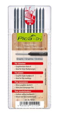 Сменные грифеля для PICA Dry специальная твёрдость Н, графит 10шт 4050 Pica