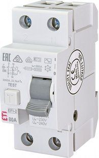 Реле диференціальне (УЗО) EFI-2 80 / 0,03 тип AC (10kA) 2062125ETI 2062125 ETI