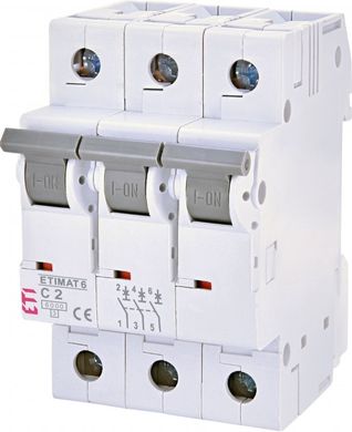 Автоматический выключатель ETIMAT 6 3p C 2A (6kA) 2145508 ETI
