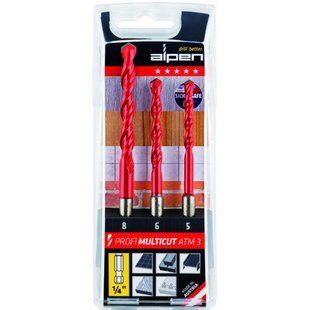 A set of universal drills Profi Multicut, HEX, &Oslash;5 / 6 / 8mm 0000100803100 Alpen