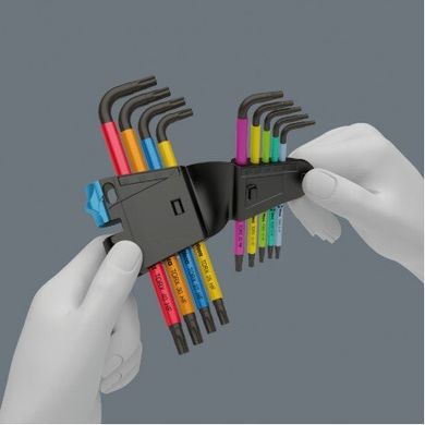 Набір Г-образних ключів 967/9 TX Multicolour HF 1 з фіксуючою функцією 05024179001 Wera